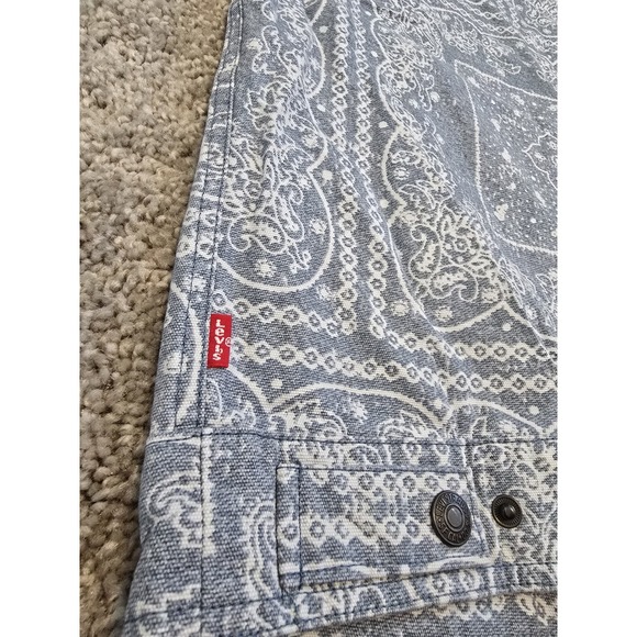 Levi's Lightweight Trucker Shirt Jacket Denim Light Blue Bandana Men's Size XL - Picture 11 of 16
